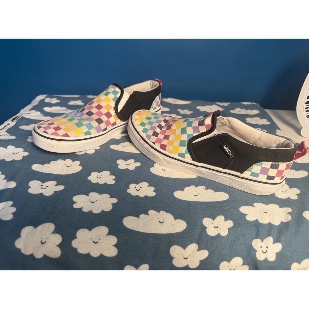 Vans Classic Slip-On Checkerboard Multicolor Pastel Sneakers Women's 7 Men's 5.5